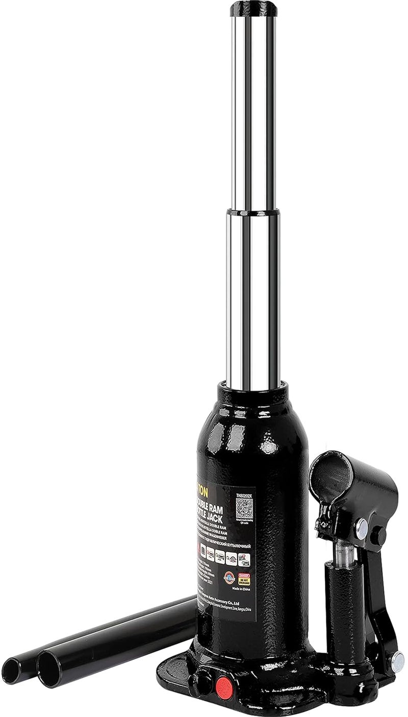 TORIN 2 Ton (4,000 LBs) Double Ram Welded Bottle Jack for Car Auto Repair and House Lift, Black, ATH80202XB - Image 1